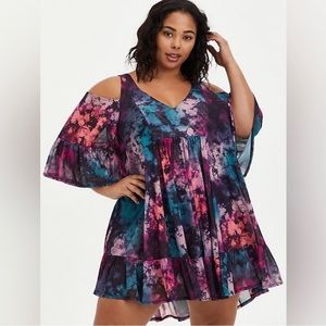 Torrid Mini Woven Cold Shoulder Cover Up
Dress Womens Plus Size 0 Tie-Dye